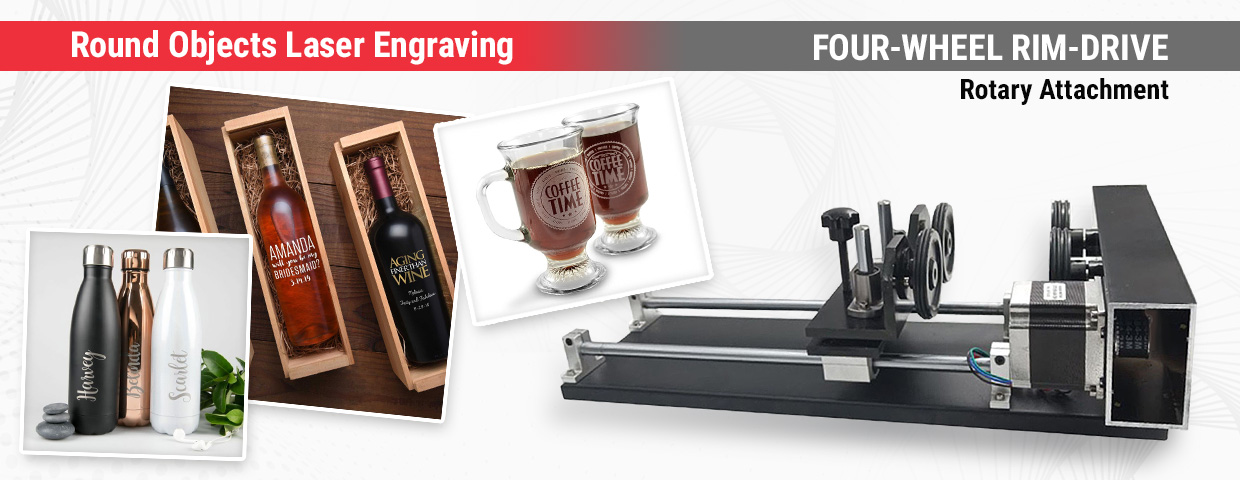 four wheel attachment for CNC co2 laser engraving cutting round objects Cups Bottles Pen and Pencil